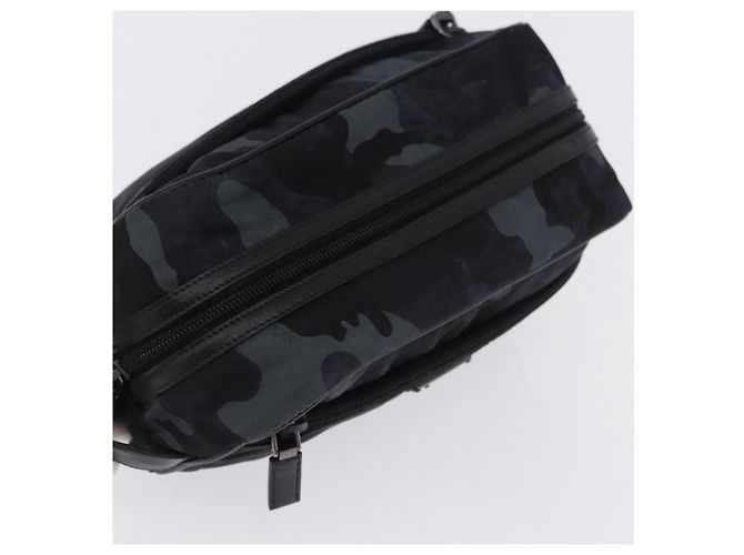 Borsa a pochette PRADA Nylon Navy Silver Auth hk4058 Argento Blu navy - vista 6