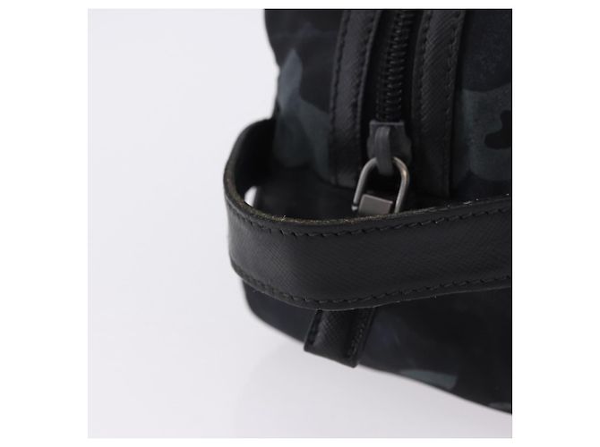 Borsa a pochette PRADA Nylon Navy Silver Auth hk4058 Argento Blu navy - vista 7