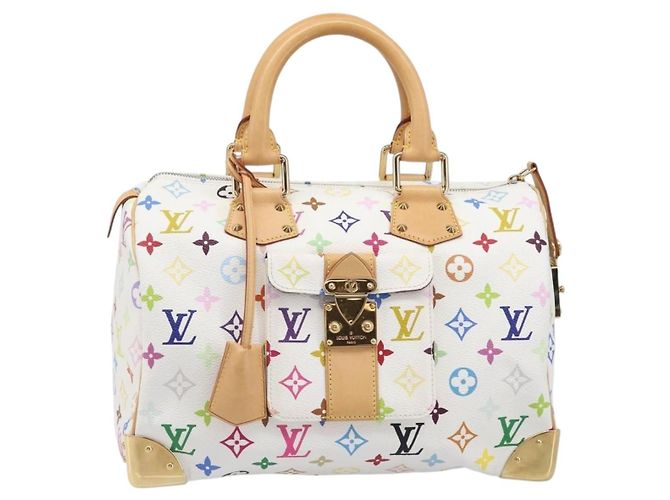 LOUIS VUITTON Monogram Multicolor Speedy 30 Hand Bag White M92643 Auth 200161SAV Bianco - vista 13