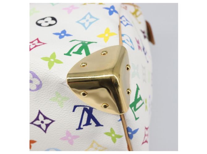 LOUIS VUITTON Monogram Multicolor Speedy 30 Hand Bag White M92643 Auth 200161SAV Bianco - vista 16