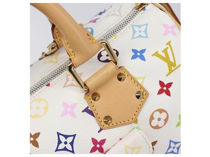 LOUIS VUITTON Monogram Multicolor Speedy 30 Hand Bag White M92643 Auth 200161SAV Bianco - vista 18