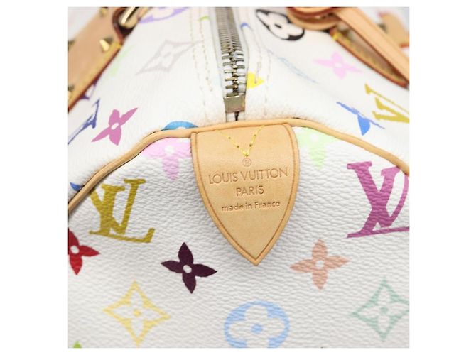LOUIS VUITTON Monogram Multicolor Speedy 30 Hand Bag White M92643 Auth 200161SAV Bianco - vista 20