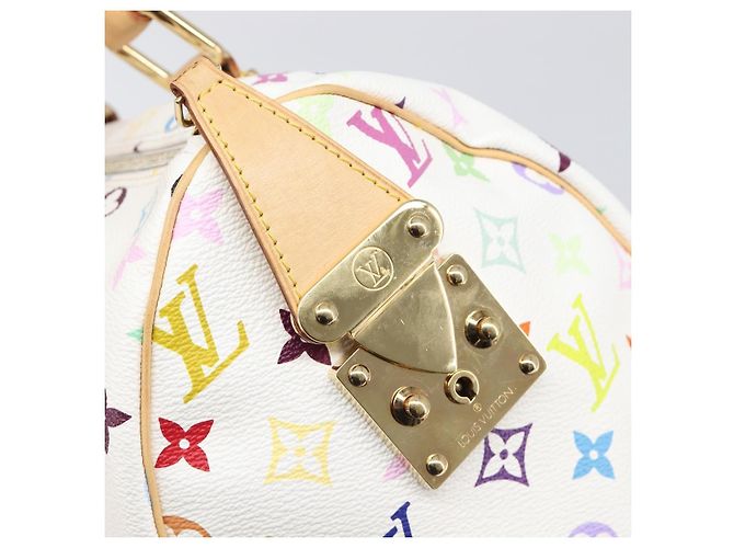 LOUIS VUITTON Monogram Multicolor Speedy 30 Hand Bag White M92643 Auth 200161SAV Bianco - vista 21