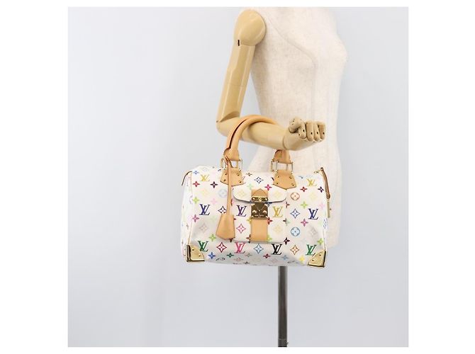 LOUIS VUITTON Monogram Multicolor Speedy 30 Hand Bag White M92643 Auth 200161SAV Bianco - vista 26