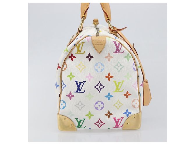 LOUIS VUITTON Monogram Multicolor Speedy 30 Hand Bag White M92643 Auth 200161SAV Bianco - vista 3