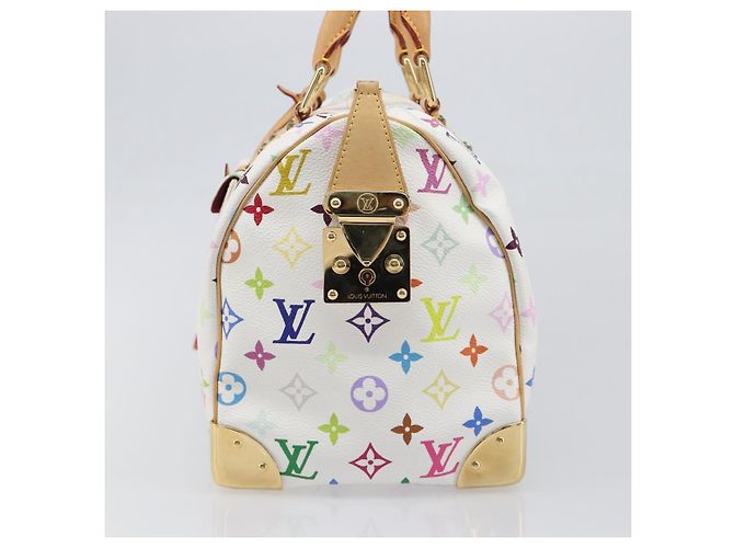 LOUIS VUITTON Monogram Multicolor Speedy 30 Hand Bag White M92643 Auth 200161SAV Bianco - vista 4