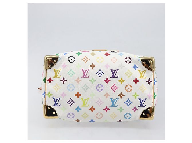 LOUIS VUITTON Monogram Multicolor Speedy 30 Hand Bag White M92643 Auth 200161SAV Bianco - vista 5