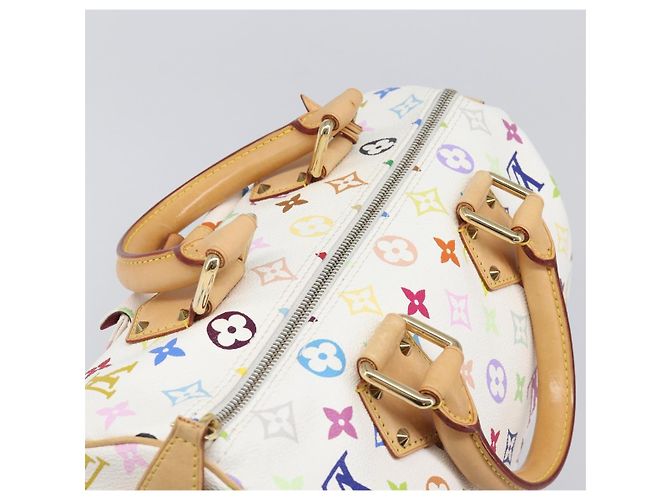LOUIS VUITTON Monogram Multicolor Speedy 30 Hand Bag White M92643 Auth 200161SAV Bianco - vista 6