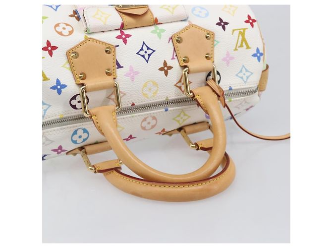 LOUIS VUITTON Monogram Multicolor Speedy 30 Hand Bag White M92643 Auth 200161SAV Bianco - vista 7
