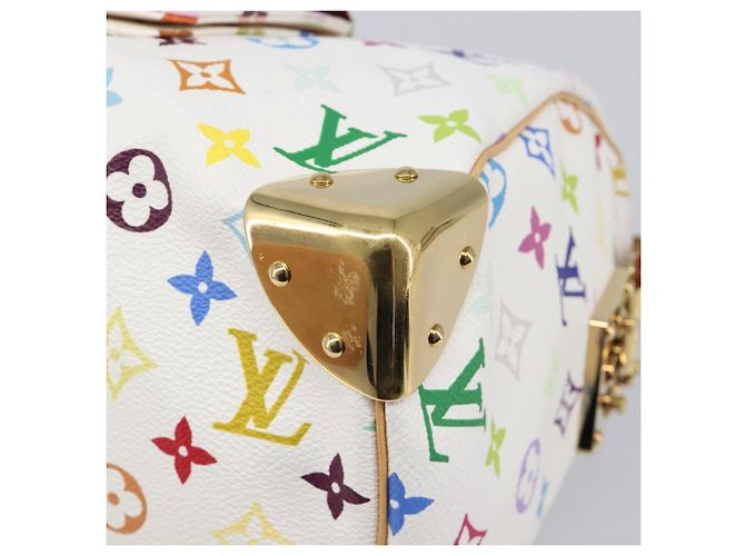 LOUIS VUITTON Monogram Multicolor Speedy 30 Hand Bag White M92643 Auth 200161SAV Bianco - vista 8