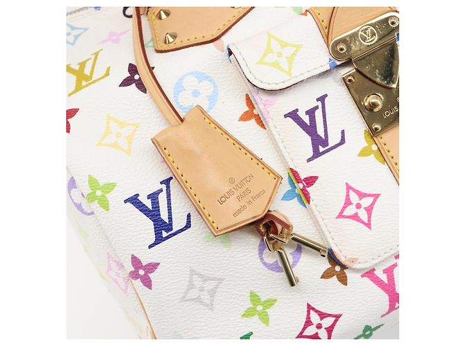 LOUIS VUITTON Monogram Multicolor Speedy 30 Hand Bag White M92643 Auth 200161SAV Bianco - vista 9