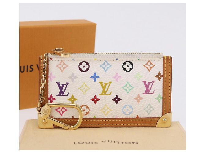 LOUIS VUITTON Multicolor Pochette Cles Coin Purse White M92655 LV Auth 202006A Bianco - vista 12