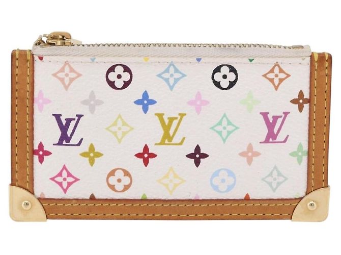 LOUIS VUITTON Multicolor Pochette Cles Coin Purse White M92655 LV Auth 202006A Bianco - vista 13