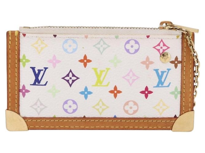 LOUIS VUITTON Multicolor Pochette Cles Coin Purse White M92655 LV Auth 202006A Bianco - vista 2