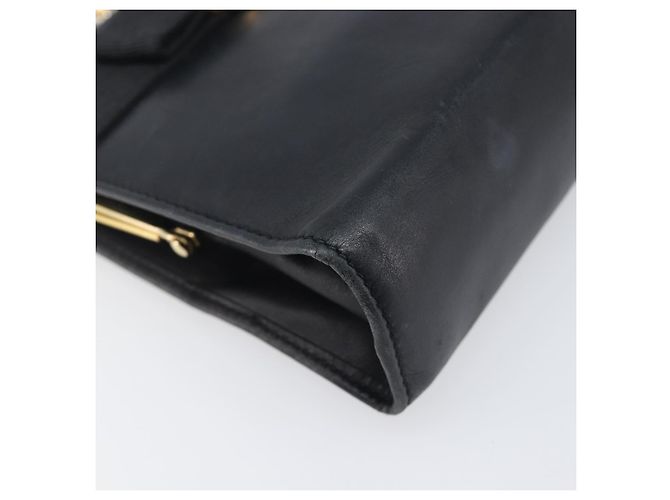 Borsa a tracolla Salvatore Ferragamo Vala Chain in pelle Navy Gold Auth 197700 D'oro Blu navy - vista 14