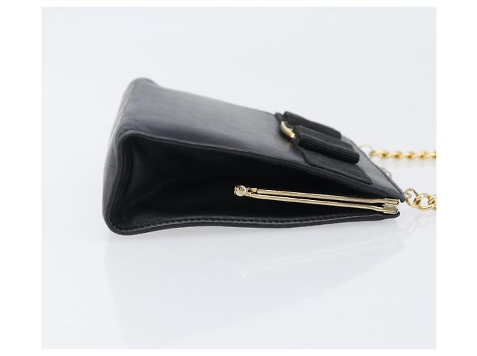 Borsa a tracolla Salvatore Ferragamo Vala Chain in pelle Navy Gold Auth 197700 D'oro Blu navy - vista 3