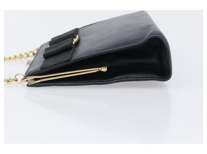 Borsa a tracolla Salvatore Ferragamo Vala Chain in pelle Navy Gold Auth 197700 D'oro Blu navy - vista 4