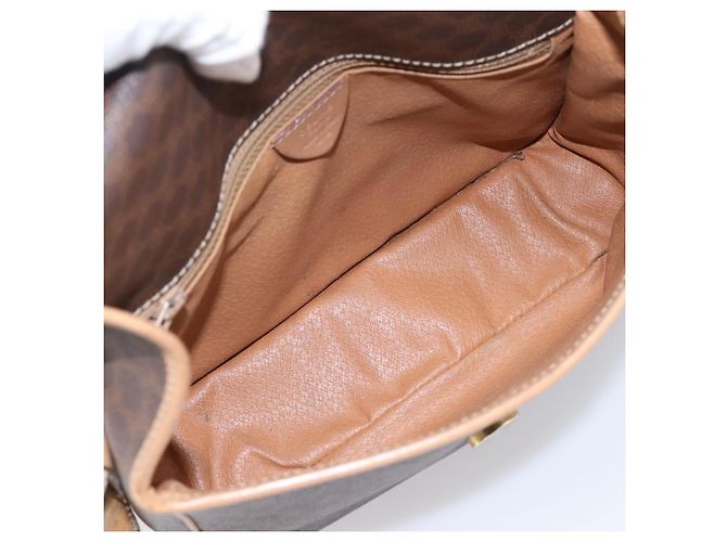 Céline Borsa a tracolla CELINE Macadam Canvas PVC Leather Brown Gold Auth bs36938 Marrone D'oro - vista 11