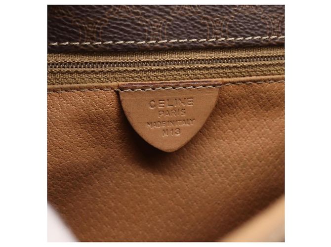 Céline Borsa a tracolla CELINE Macadam Canvas PVC Leather Brown Gold Auth bs36938 Marrone D'oro - vista 12