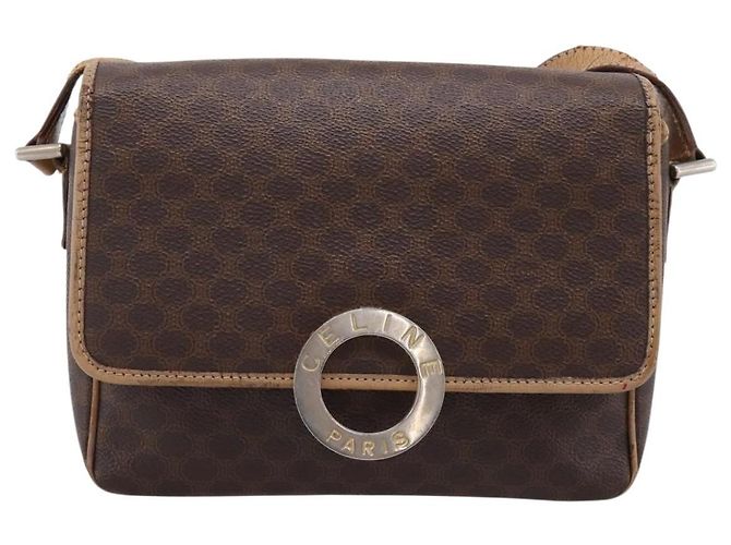 Céline Borsa a tracolla CELINE Macadam Canvas PVC Leather Brown Gold Auth bs36938 Marrone D'oro - vista 13
