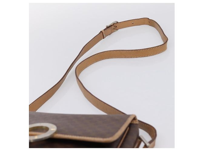 Céline Borsa a tracolla CELINE Macadam Canvas PVC Leather Brown Gold Auth bs36938 Marrone D'oro - vista 14