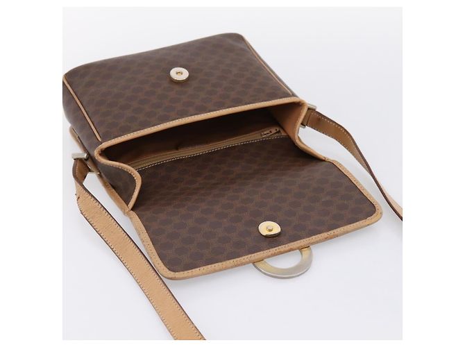 Céline Borsa a tracolla CELINE Macadam Canvas PVC Leather Brown Gold Auth bs36938 Marrone D'oro - vista 19