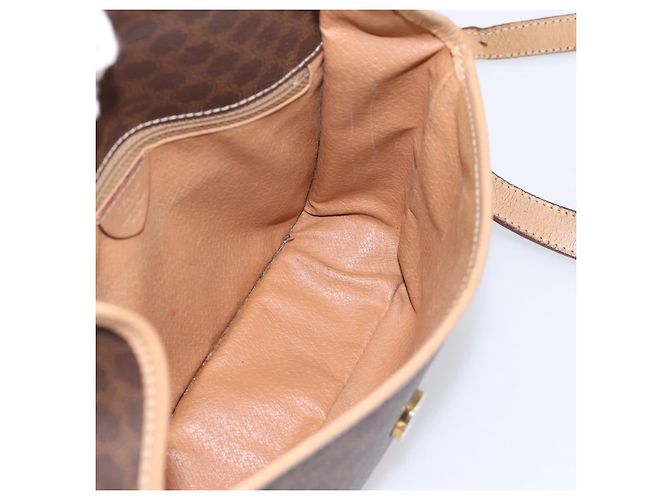 Céline Borsa a tracolla CELINE Macadam Canvas PVC Leather Brown Gold Auth bs36938 Marrone D'oro - vista 20