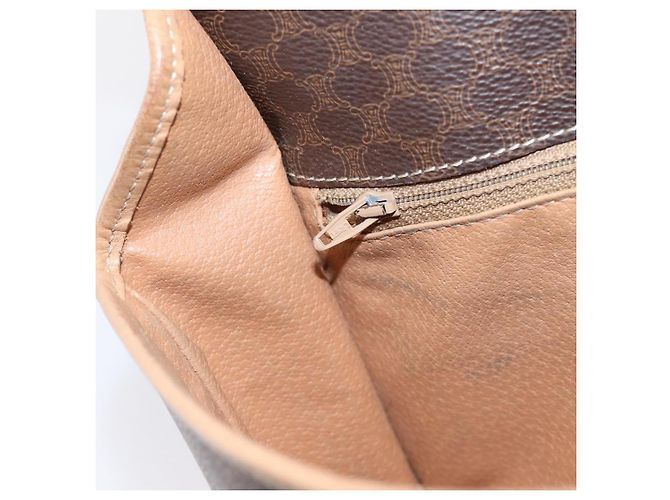Céline Borsa a tracolla CELINE Macadam Canvas PVC Leather Brown Gold Auth bs36938 Marrone D'oro - vista 22