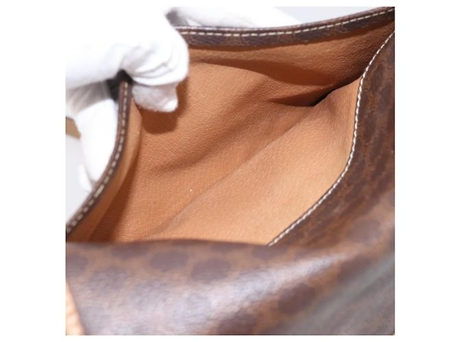 Céline Borsa a tracolla CELINE Macadam Canvas PVC Leather Brown Gold Auth bs36938 Marrone D'oro - vista 24
