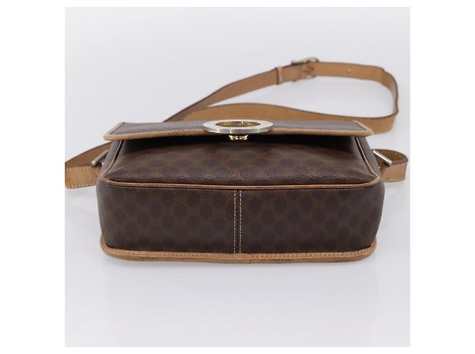 Céline Borsa a tracolla CELINE Macadam Canvas PVC Leather Brown Gold Auth bs36938 Marrone D'oro - vista 5