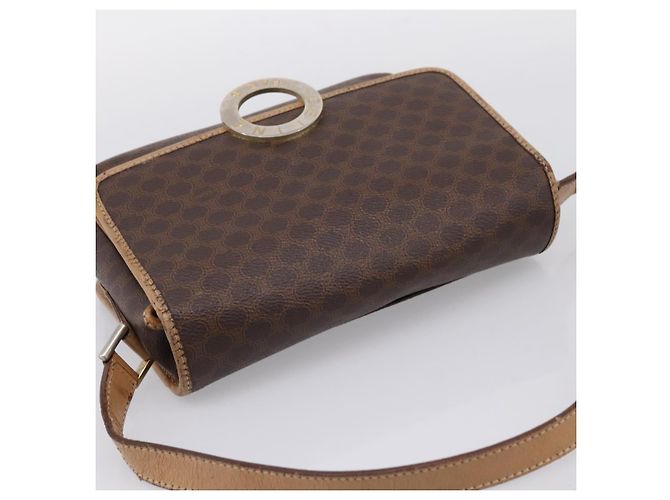 Céline Borsa a tracolla CELINE Macadam Canvas PVC Leather Brown Gold Auth bs36938 Marrone D'oro - vista 6