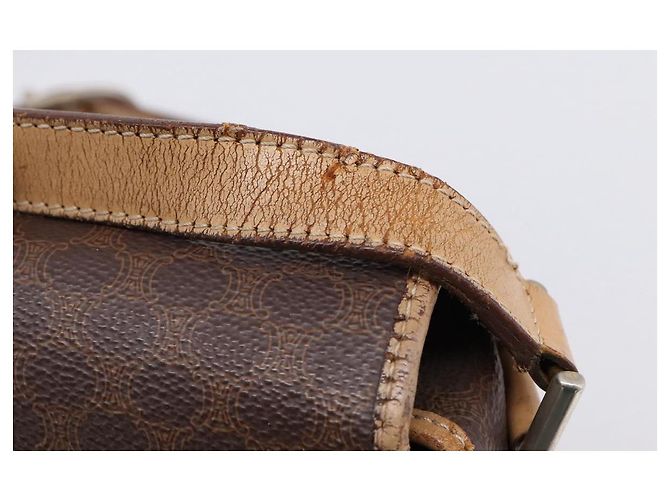 Céline Borsa a tracolla CELINE Macadam Canvas PVC Leather Brown Gold Auth bs36938 Marrone D'oro - vista 8