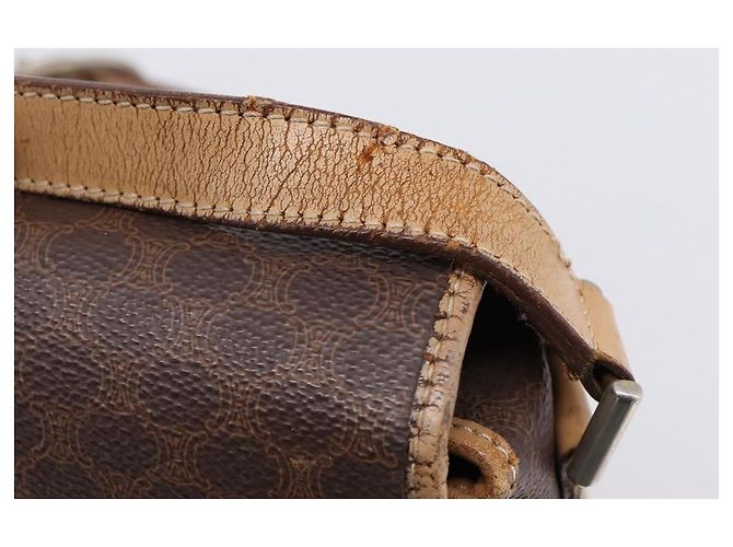 Céline Borsa a tracolla CELINE Macadam Canvas PVC Leather Brown Gold Auth bs36938 Marrone D'oro - vista 9