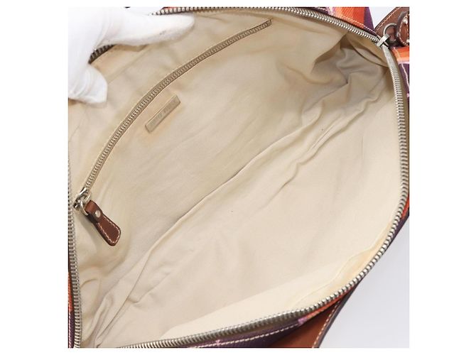 Borsa a mano Miu Miu Canvas Purple Brown Auth 199357A Marrone Porpora - vista 11