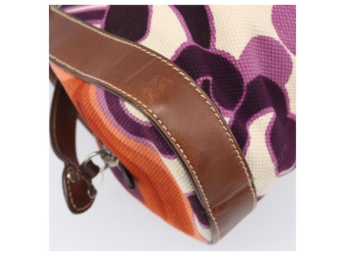 Borsa a mano Miu Miu Canvas Purple Brown Auth 199357A Marrone Porpora - vista 14