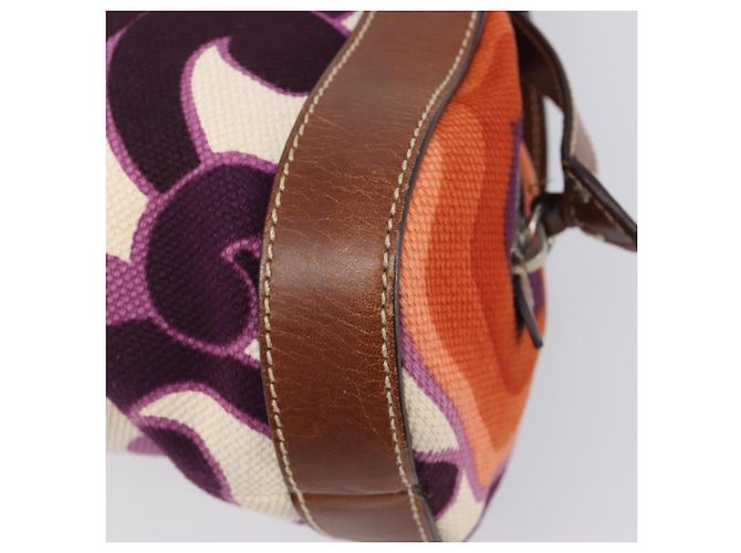 Borsa a mano Miu Miu Canvas Purple Brown Auth 199357A Marrone Porpora - vista 15