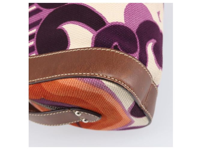 Borsa a mano Miu Miu Canvas Purple Brown Auth 199357A Marrone Porpora - vista 16