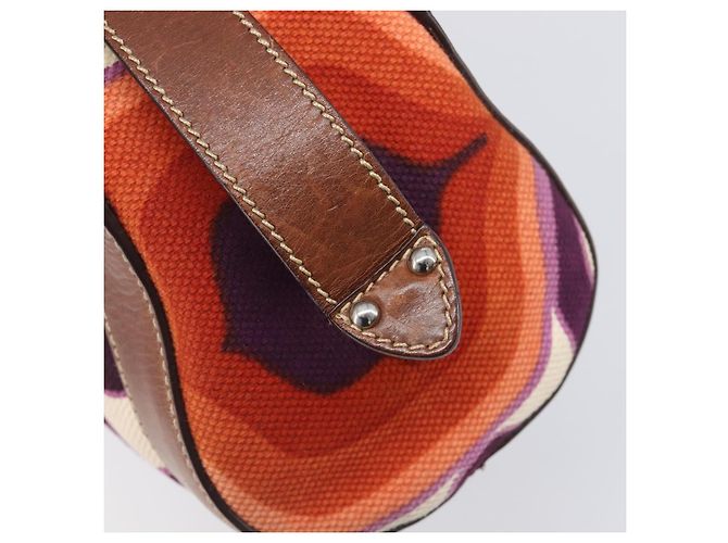 Borsa a mano Miu Miu Canvas Purple Brown Auth 199357A Marrone Porpora - vista 18