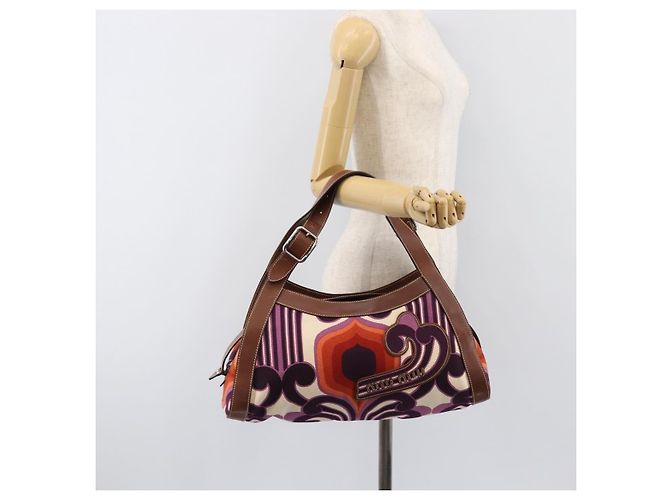 Borsa a mano Miu Miu Canvas Purple Brown Auth 199357A Marrone Porpora - vista 24