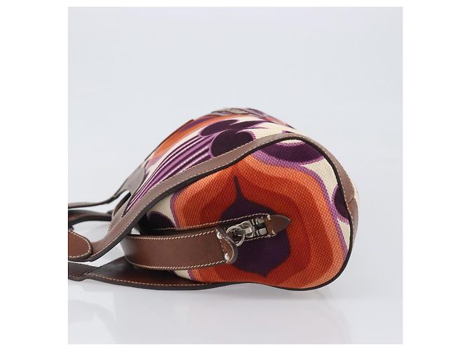 Borsa a mano Miu Miu Canvas Purple Brown Auth 199357A Marrone Porpora - vista 4