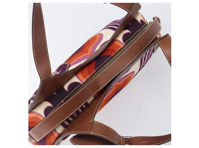 Borsa a mano Miu Miu Canvas Purple Brown Auth 199357A Marrone Porpora - vista 6