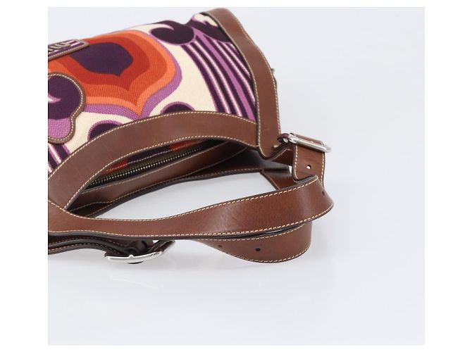 Borsa a mano Miu Miu Canvas Purple Brown Auth 199357A Marrone Porpora - vista 7