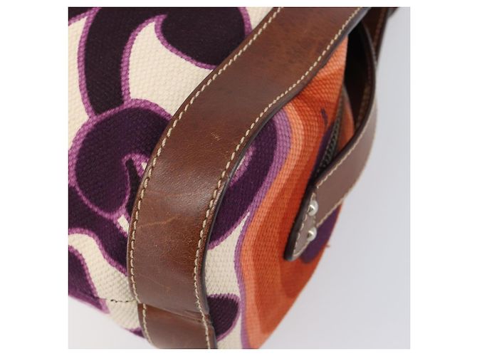Borsa a mano Miu Miu Canvas Purple Brown Auth 199357A Marrone Porpora - vista 9