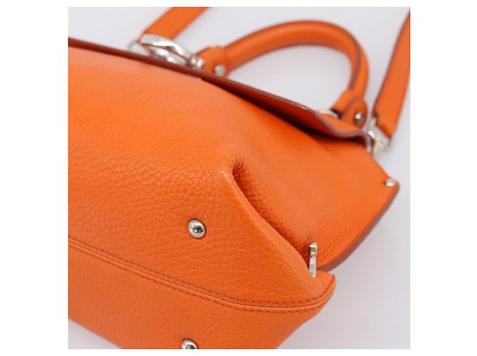 Borsa Salvatore Ferragamo Sofia Gancini in pelle 2way Orange Silver Auth 201941A Argento Arancione - vista 10
