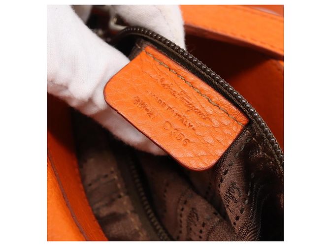 Borsa Salvatore Ferragamo Sofia Gancini in pelle 2way Orange Silver Auth 201941A Argento Arancione - vista 12