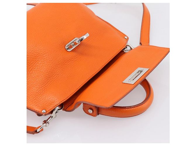 Borsa Salvatore Ferragamo Sofia Gancini in pelle 2way Orange Silver Auth 201941A Argento Arancione - vista 18