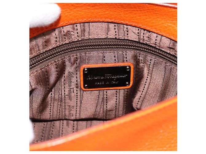 Borsa Salvatore Ferragamo Sofia Gancini in pelle 2way Orange Silver Auth 201941A Argento Arancione - vista 19