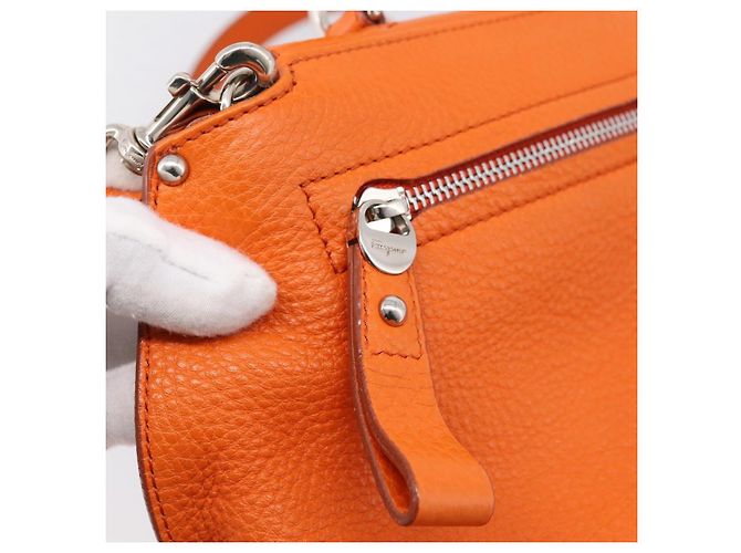 Borsa Salvatore Ferragamo Sofia Gancini in pelle 2way Orange Silver Auth 201941A Argento Arancione - vista 24