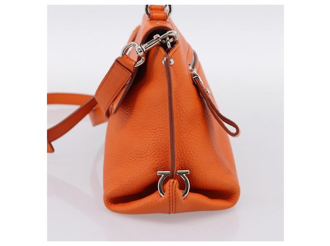 Borsa Salvatore Ferragamo Sofia Gancini in pelle 2way Orange Silver Auth 201941A Argento Arancione - vista 4