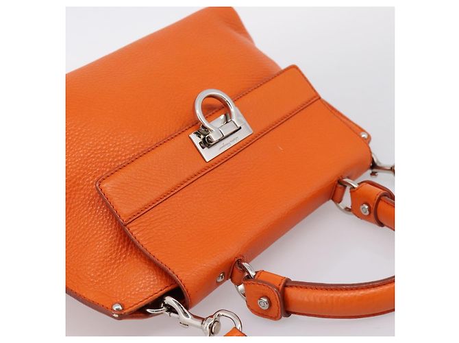 Borsa Salvatore Ferragamo Sofia Gancini in pelle 2way Orange Silver Auth 201941A Argento Arancione - vista 6